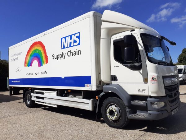 NHS Supply Chain lorry showing support for key workers